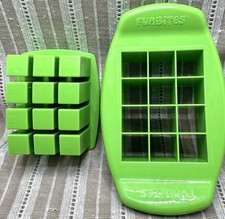Cortador de alimentos infantil, quadrados verdes Funbites mordidas divertidas tamanho picada pedaços fatiador comprar usado  Enviando para Brazil