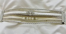 Bracelete de couro branco cristais Árvore da Vida fecho magnético serve para pulso de 6" comprar usado  Enviando para Brazil