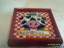 Needlepoint cow picture for sale  Southbury