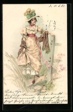 Lithographie dame blumenkleid gebraucht kaufen  Berlin