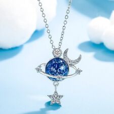 925 Estilla Planeta Estrella Luna Circón Collar Gargantilla Dije Mujeres Joyería segunda mano  Embacar hacia Argentina