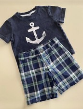 Usado, Conjunto de shorts e camisa náutica Janie And Jack shorts xadrez camisa âncora 2T comprar usado  Enviando para Brazil
