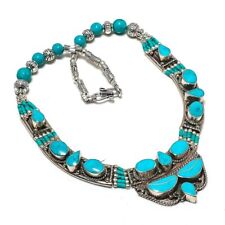 Collar de compromiso nepalí de regalo de piedras preciosas turquesas tibetanas 18" N17 segunda mano  Embacar hacia Mexico