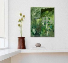 Usado, Pintura abstrata verde, acrílico sobre tela, arte moderna, decoração de parede pintada à mão comprar usado  Enviando para Brazil