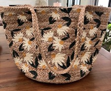 Bolsa tote Joy Susan margarida pintada Alani Lucia juta trançada alça de ombro GG, usado comprar usado  Enviando para Brazil