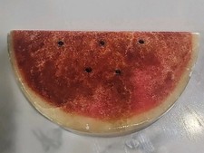 Usado, Pedra de alabastro melancia fatia fruta marmorizada vermelha, branca vintage MCM.  comprar usado  Enviando para Brazil