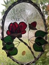 Usado, Vintage 1980 apanhador de sol NOS vitral de metal cromado rosa vermelha deslumbrante! comprar usado  Enviando para Brazil