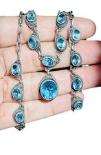 Usado, Colar de corrente vintage NOVICA Bali 925 prata esterlina azul topázio 18"" comprar usado  Enviando para Brazil