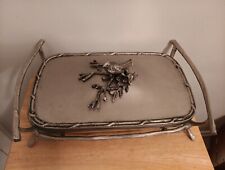 Barbatana de prata/estanho Marinex Brasil ramo de pássaro. Tampa caddy + caçarola prato 15" vintage comprar usado  Enviando para Brazil