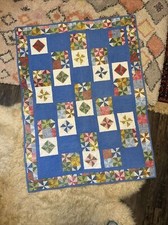 Cobertor vintage feito à mão colcha cata-vento design azul colorido berço bebê 37x48, usado comprar usado  Enviando para Brazil