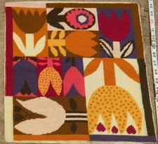 Usado, Vintage Crewel Needlepoint Meio Século Flores Floral Mod Arte Parede 15x15 Polegadas  comprar usado  Enviando para Brazil