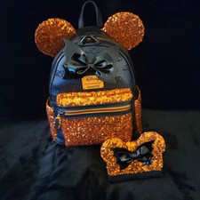Usado, Mochila e carteira exclusivas Halloween Disney Minnie Mouse lantejoulas mosca lounge nova sem etiquetas  comprar usado  Enviando para Brazil