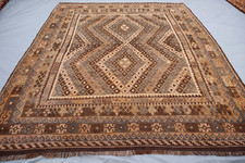 Usado, Kilim de lã feito à mão 8x9 – Padrão geométrico vintage de diamante – Revestimento de piso. comprar usado  Enviando para Brazil