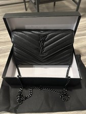 Usado, Bolsa tiracolo YSL Yves Saint Laurent caviar preta/preta corrente  comprar usado  Enviando para Brazil