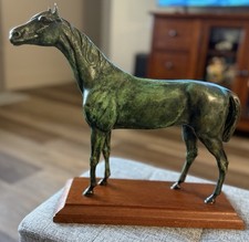 Escultura de cavalo francesa de bronze assinada por Jules Moigniez 14” c x 12” h base de madeira, usado comprar usado  Enviando para Brazil