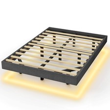 Łóżko 140x200cm z oświetleniem LED rama łóżka z drewnianymi listwami i metalową ramą na sprzedaż  Wysyłka do Poland