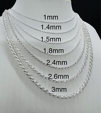 Colar de corrente de corda masculino feminino prata esterlina 925 1mm-3mm 16-30" Itália comprar usado  Enviando para Brazil