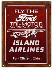 Placa de metal estilo vintage Fly The Ford Tri-Motor Airplane Island Airlines 9x12 comprar usado  Enviando para Brazil
