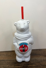 Usado, Garrafa de água moldada vintage Coca Cola urso polar com palha vermelha comprar usado  Enviando para Brazil