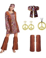 Vestido hippie feminino anos 60 anos 70 fantasia paz discoteca vintage Halloween fantasias boho comprar usado  Enviando para Brazil