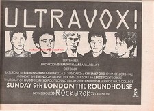 ULTRAVOX Rockwrok Tour 1977  UK Press ADVERT 12x8 inches, usado comprar usado  Enviando para Brazil