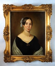 Wyjątkowy portret biedermeier pięknej damy około 1840 roku na sprzedaż  PL