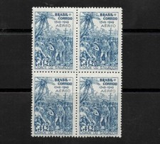 RHM:BR A-72 1949 Brasil 4° centavos. Bloco 4 selos DA FUNDACÃO DE SALVADOR/BA, usado comprar usado  Enviando para Brazil