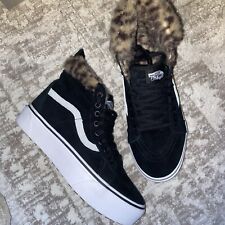 VANS Buty Damskie 7.5 Skate Platform MTE High Top Czarne Leopard Futro Buty Outdoor na sprzedaż  Wysyłka do Poland