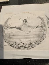 ARTE REDONDA DESENHO A LÁPIS EXCLUSIVO CÍRCULO ORIGINAL A3 SENHORA MENINA ÁRVORE SENTADA VERÃO, usado comprar usado  Enviando para Brazil