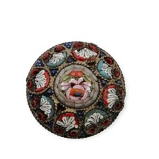 Broche de micro mosaico redondo italiano vintage para mujer, 1960. comprar usado  Enviando para Brazil