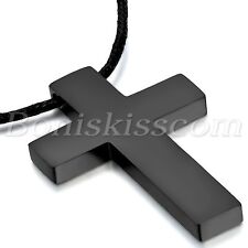 Colar corrente pingente cruz de Cristo masculino clássico tom preto aço inoxidável comprar usado  Enviando para Brazil