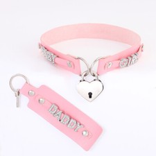 Gargantilha de colarinho letras personalizadas PROPRIETÁRIO BDSM presente faça você mesmo coração bloqueio pu colar de couro comprar usado  Enviando para Brazil