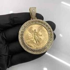 Pingente de moissanita folheado a ouro amarelo 14K 50 pesos Centenario corte redondo 1,60 quilates comprar usado  Enviando para Brazil