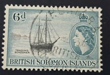 Ilhas Salomão 1956 QEII 6d Usado G7 comprar usado  Enviando para Brazil
