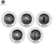 Moneda conmemorativa de la Copa Mundial de Fútbol Qatar 2022 de 5 piezas decoración del hogar moneda de plata segunda mano  Embacar hacia Mexico