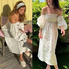 Vestido Midi Sleeper Atlanta Daisies Tamanho G Floral Linho Amarelo Branco, usado comprar usado  Enviando para Brazil