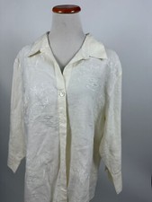 Camisa bordada STONEBRIDGE linho marfim cena praia feminina GG, usado comprar usado  Enviando para Brazil