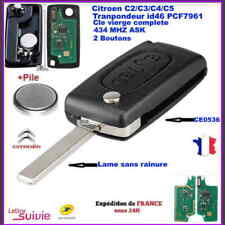 CLE VIERGE CE0536 CIRCUIT ID46 POUR CITROEN C2,C3 C4,C5  2 BOUTONS ASK 434MHZ, usado comprar usado  Enviando para Brazil