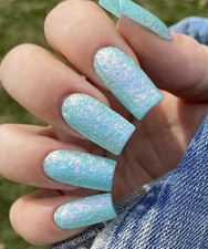 Sparkle & co Nail Dip Powder Let’s Slip’n Slide Blue Aqua Glow Opal Flakes, usado comprar usado  Enviando para Brazil