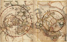 Mapa do mundo desenhado à mão 1601 em projeção azimutal polar impressão terra plana 10x16 comprar usado  Enviando para Brazil