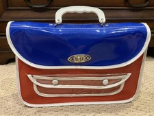 Bolsa escolar vintage vermelha branca azul vinil estojo livro década de 1960–1970 comprar usado  Enviando para Brazil