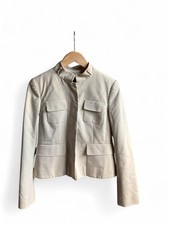 Jaqueta Blazer Ann Taylor Feminina Tamanho 4 Bege Militar Botão Escondido Chique Elástico comprar usado  Enviando para Brazil