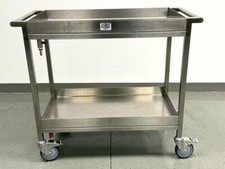 Carrinho de mesa de aço inoxidável piso de carro transportador com 2 banheiras A 480 X 860 mm comprar usado  Enviando para Brazil
