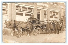 Cartão postal RPPC de bombeiros do departamento de bombeiros desenhado por cavalos antigos de 1904–1920 comprar usado  Enviando para Brazil
