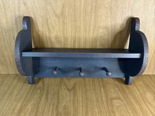 Prateleira de parede vintage azul placa de madeira maciça 3 pinos ganchos campo angustiado, usado comprar usado  Enviando para Brazil