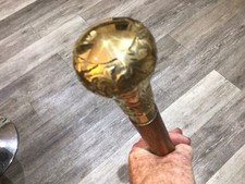 Bengala linda vara de madeira com alça redonda de latão estampada comprar usado  Enviando para Brazil