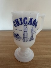 Caneca de vidro leitoso vintage Sheraton Chicago Sears Tower pedestal xícara de café retrô comprar usado  Enviando para Brazil