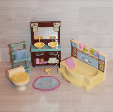 Conjunto de banheiro Fisher-Price Loving Family casa de bonecas pia dupla, vaso sanitário e banheira comprar usado  Enviando para Brazil