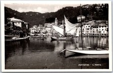 Cartão postal Portofino - Il Porto Itália vista para o mar hotéis navios foto real RPPC comprar usado  Enviando para Brazil