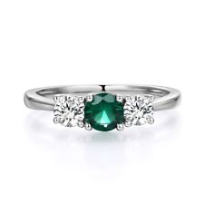 Anel feminino sólido prata esterlina 925 3 pedras safira branca e esmeralda Eternity comprar usado  Enviando para Brazil